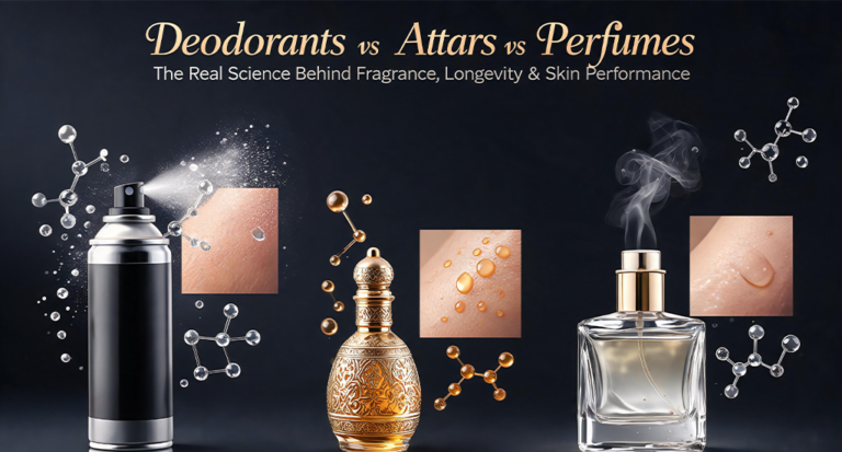 Deodorants V/S Attars V/S Perfumes The Real Science Behind Fragrance, Longevity & Skin Performance
